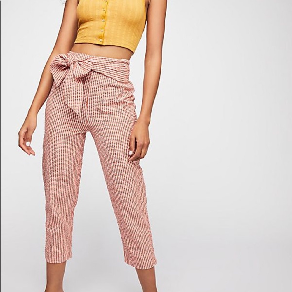 Free People West Side Tie Gingham Pants - Picture 2 of 5